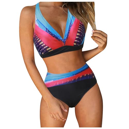 Trajes de playa sexy de dos piezas para mujer, bikini de tul bandeau con lazos, traje de baño de corte grande para mujer, bikini de dos piezas, trajes de baño con control de barriga, bikini de cintura