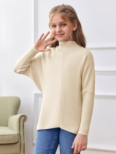 SySea Girls Pullover Sweaters Oversized Long Sleeve Turtleneck Knit Sweater Casual School Tops for 5-14 Years3