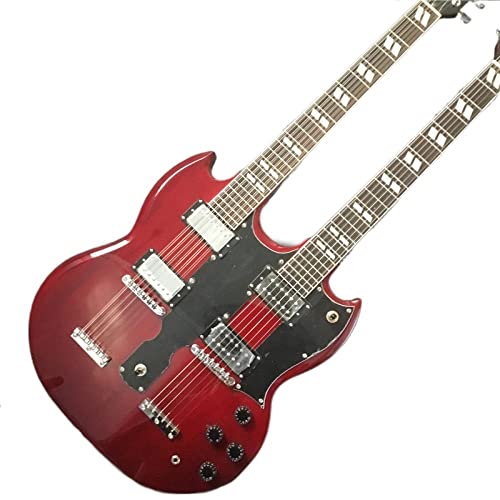 AURH skjos Double Tête Guitare Électrique Rouge 12 Chaîne + 6 Chaînes De Matériel De Placage De Guitare Classique (Color… - Les Beatles, Paul McCartney, John Lennon, RIngo Starr, George Harrison AURH skjos Double Tête Guitare Électrique Rouge 12 Chaîne + 6 Chaînes De Matériel De Placage De Guitare Classique (Color…
