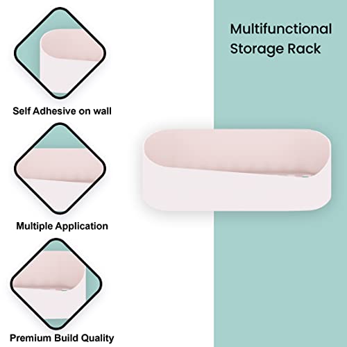 Image of Klaxon Plastic Self Adhesive Bathroom Shelf | Abs Wall Storage Organizer For Kitchen (Light Pink)