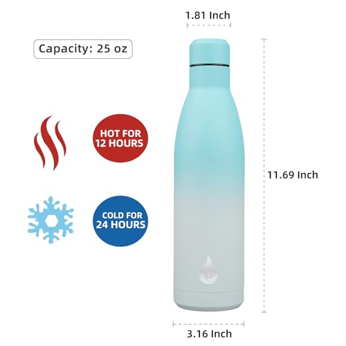 Image of BJPKPK 25oz Insulated Stainless Steel Water Bottles Reusable Metal Travel Sports Water Bottle Keep Cold and Hot,Sea Salt