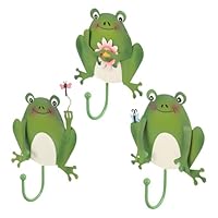 Veemoon 3pcs Frog Shape Wall Hooks Iron Decorative Wall-Mounted Key Hangers Coat Hat Hooks for Entryway Bedroom Wall Storage