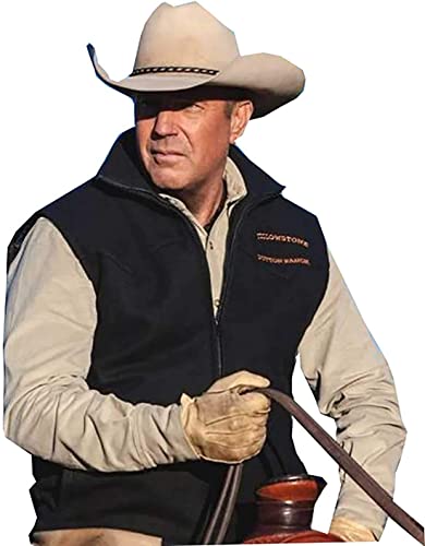 Mens Casual John Dutton Vest Jacket - Kevin Costner Collection (As1, Alpha, X_L, Regular, Regular, Jhon Dutton Black Cotton Vest) #TOP4