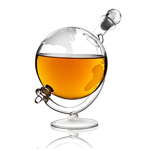 Ledph Whiskey Karaffe Decanter Im Globus Design, Whisky Glas Flasche 1000ml, Scotch Kristall Flaschen Glaser, Brille Glass Dekanter Fur Wein Rum Gin Cognac Brandy Schnaps Etc, Geschenke Fur Manner Cover