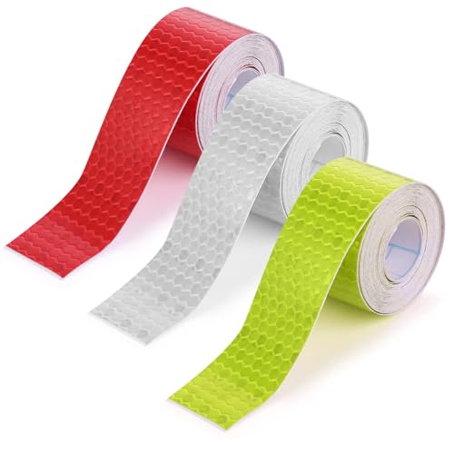 JOOTUEPO 3 Rotoli 2.5cm×3m Nastro Fluorescente Adesivo, Nastro Catarifrangente Adesivo,