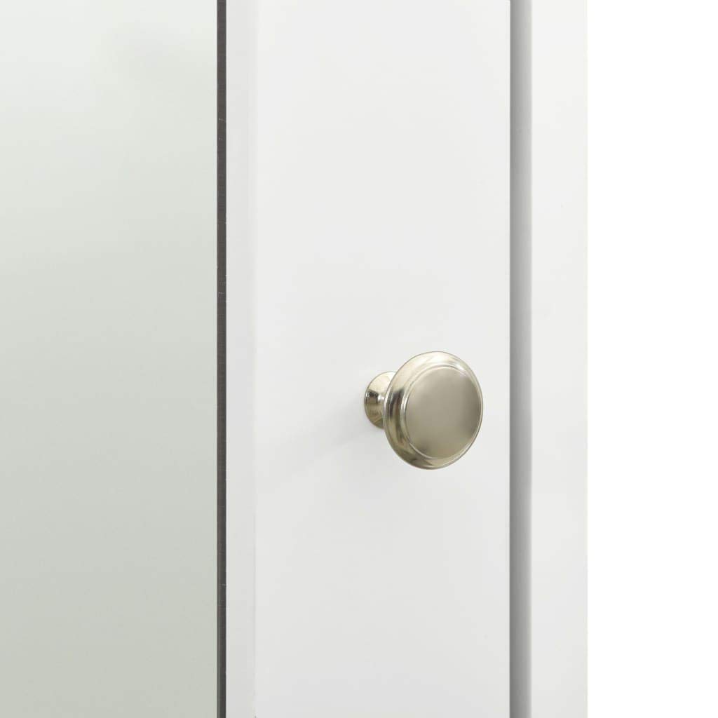 SYDE Armario de Baño con Espejo Blanco 66x17x63 cm | MDF y Vidrio, 1 Puerta, 8 Compartimentos, Almacenaje para Aseo