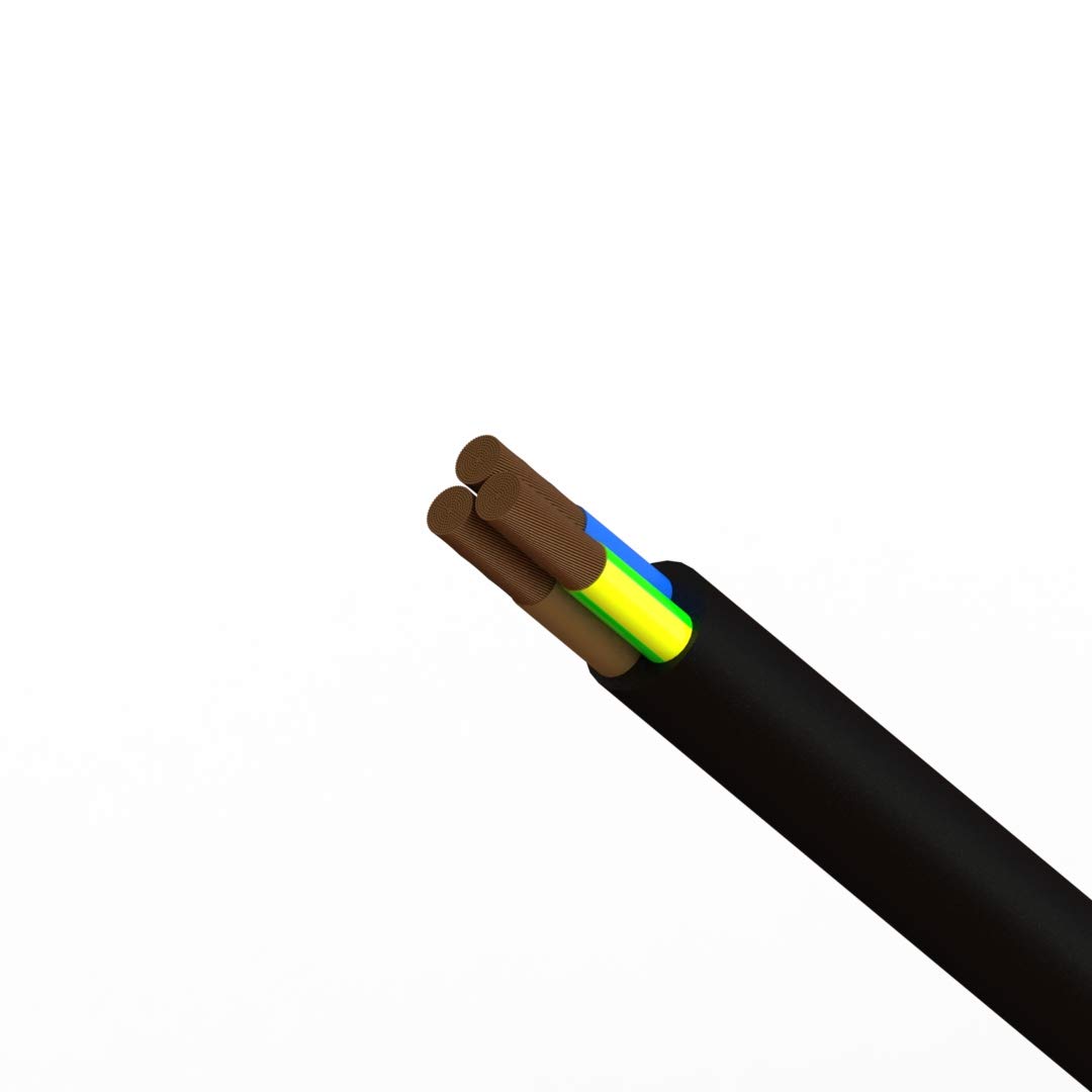 Cable eléctrico redondo de PVC de cobre, 3183Y, 3 núcleos x 1,5 mm², cable flexible de PVC de 15 amperios, corte a longitud, resistencia a altas temperaturas (negro, 100 metros)