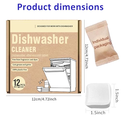 Image of Dishwasher Cleaner Tablets | Eliminates Limescale, Grease & Odors | Septic Safe, Fragrance-Free, Plastic-Free | Deep Clean & Maintain All Dishwashers