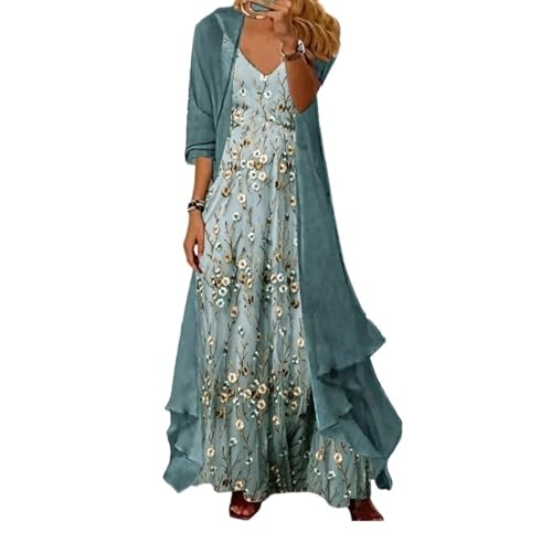 Women's 2 Piece Set Boho Floral Chiffon Maxi Dress with