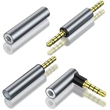 4 Pack 3.5mm Audio Adapter - 3.5mm TRRS Stereo Jack Adapter with Gold Plated Connectors, for Mobile Phones, Tablets, Car Audio, Speakers