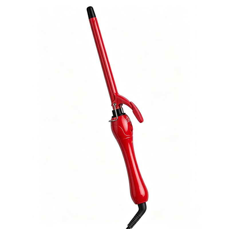 Modelador De Cachos LONYAN Ionização Ondas Profissional Cacheador Bivolt 220V 127V 9 mm Anti Frizz À Prova Negativos Sem Danos Ao Cabelo Rápido Aquecimento (Vermelho)