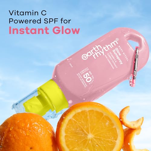 Image of Earth Rhythm Rosy Ritual Glow Sunspray SPF 50 PA ++++ Vitamin C & Carrot Extract. In Vivo Tested