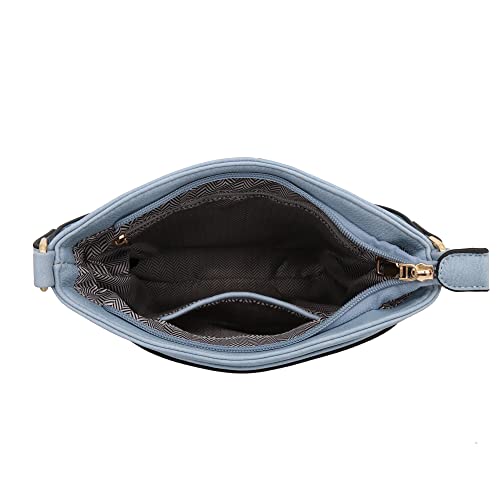 Image of Medium Size Solid Modern Classic Crossbody Bag with Gold Plate