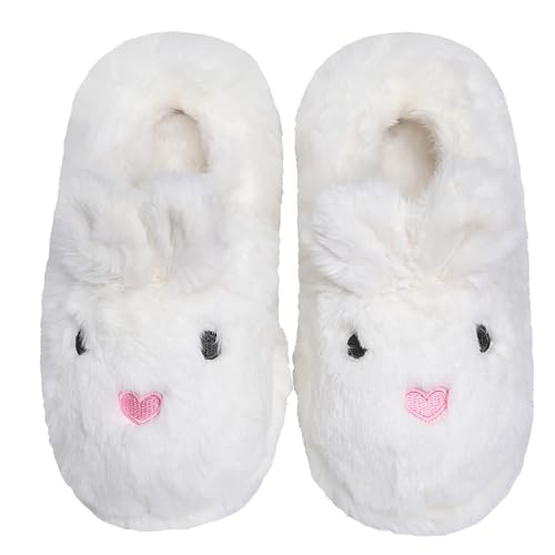 HOMETRUE Cute Girls Slippers Cartoon Animal Fuzzy Plush House Slipper Closed Heel Indoor Shoes for Big Kids3
