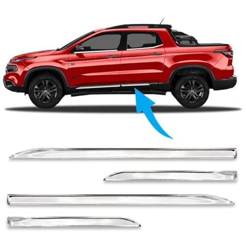 Friso Porta Lateral Largo Esportivo Adaptável para Toro 2016/2024 Kit Cromado 4 Portas