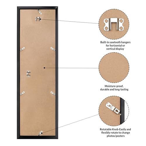 LaVie Home 8x24 Picture Frame for Wall Display, 8x24 Black Picture Frame with HD Plexiglas, 8 x 24 Poster Frame 1 Pack, Display Frame for Vertical or Horizontal, Classic Collection