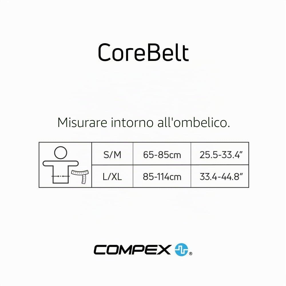 Compex Corebelt 1.0 - Cintura di stimolazione per Addominali e lombari con 2 programmi
