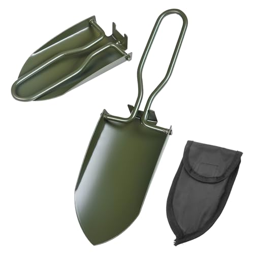 TNSLAND Pala plegable de jardín, pequeña pala de mano, pala de acero inoxidable, plegable con bolsa para cinturón, pala plegable, pala plegable, pala plegable para jardín, paleta de flores, camping y