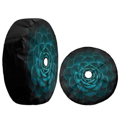 Image of Delerain Spare Tire Cover with Backup Camera Hole Teal Cactus Wheel Covers Waterproof Dust-Proof UV Sun Universal Fit for RV Trailer RV SUV Truck (18 Inch for Diameter 32 inch-34 inch)