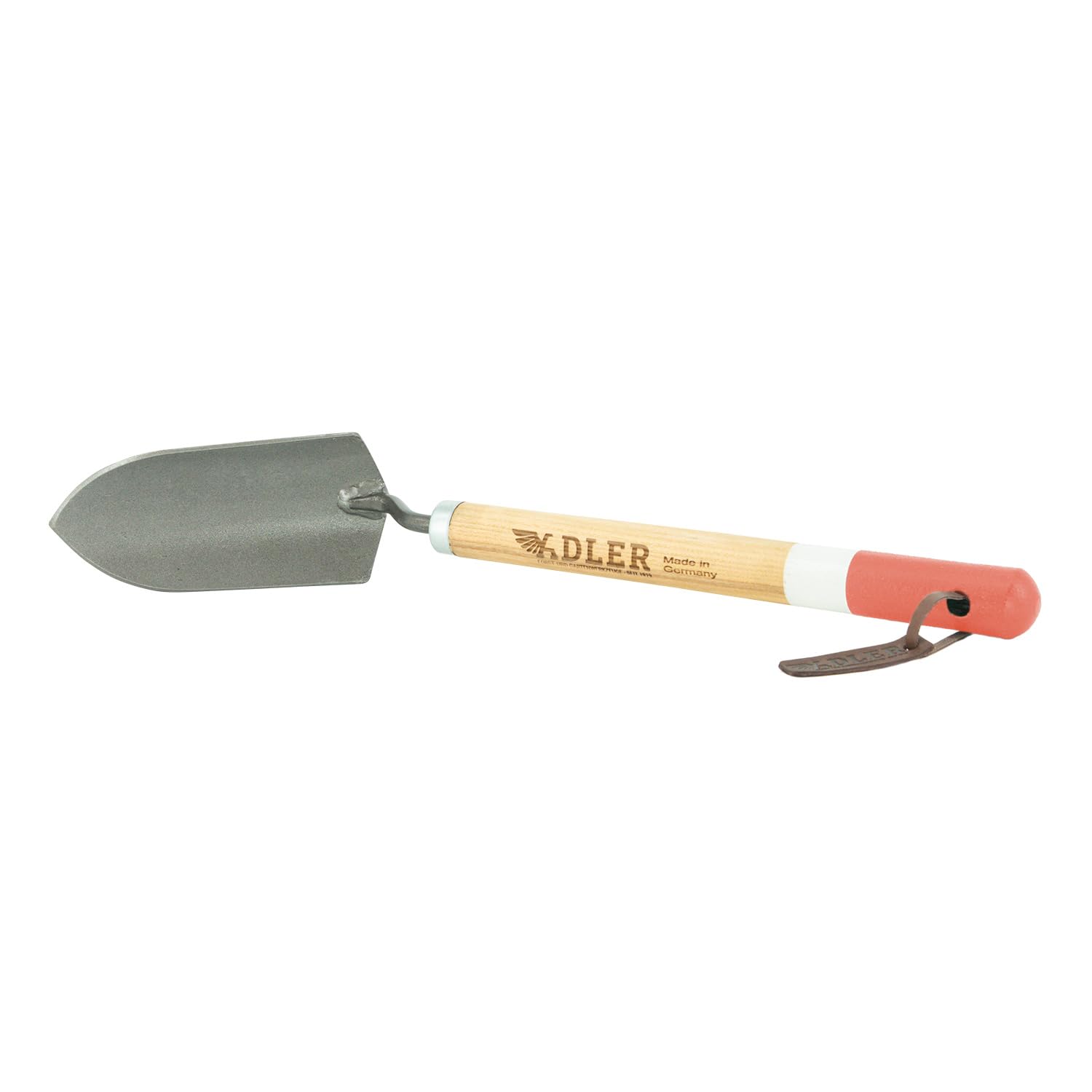 ADLER Set da giardino 3 pezzi – zappa forgiata Ivy & Cazzuola Holly – 45 cm manico in legno di frassino, certificato FSC® – Made in Germany (Daisy – 2 denti con foglia di cuore – rosa/bianco)