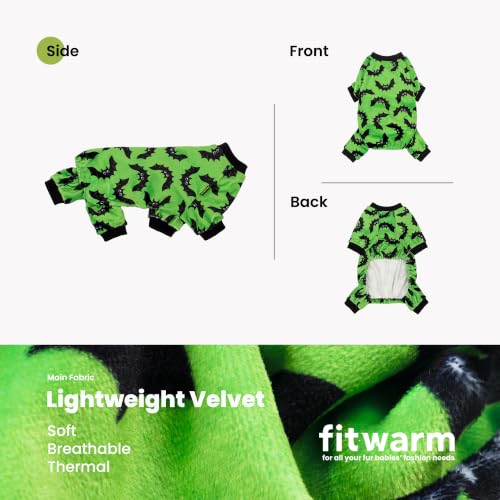 Image of Fitwarm Halloween Bat Dog Pajamas, Funny Costumes for Small Dogs Boy Girl, Pet Outfit, Lime Green, Black, XXL