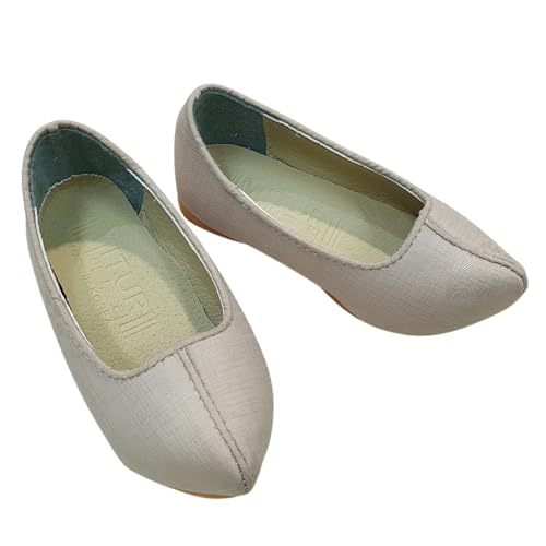 Baby Girls Traditional Korean Hanbok Shoes, 130mm, Beige Solid, Korean Traditional Doljanchi