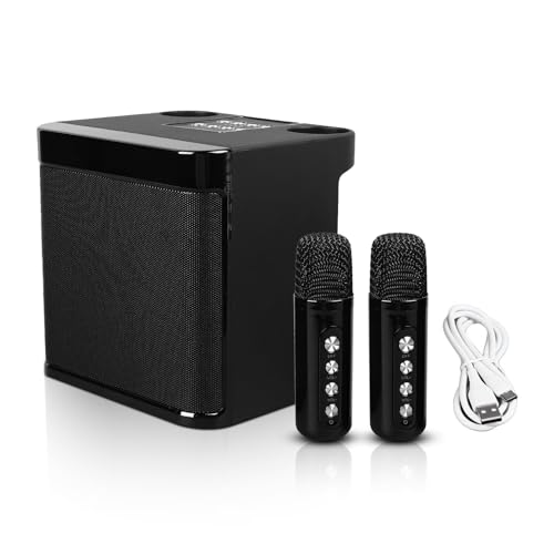 Głośniki Karaoke, Przenośny Mini -Karaoke Maszyna Bluetooth z 2 Bezprzewodowymi Mikrofonami na imprezę domową Kemping