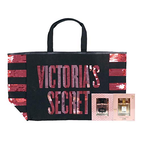 Victoria's Secret Gift Set Perfume Lot of 2 And Bling Tote Bag (Tease & Love)