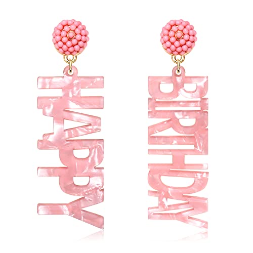 Birthday Earrings Beaded Earrings For Women Girls Glitter Happy Birthday Letter Drop Dangle Earrings Birthday Party Jewelry Gifts #TOP15