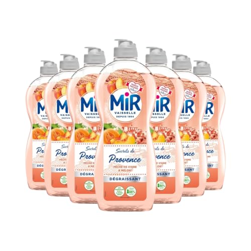 Mir Vaisselle Pêche & Melon lot de 7 flacons de 675ml pour un dégraissage efficace au quotidien