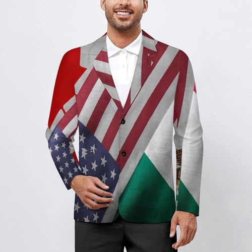 Canada United States and Mexico Flag Men's Slim Suit Long-Sleeve Prom Tuxedo Classic Two Button Business Jacket2