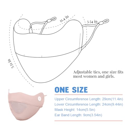 Image of SANNIDHI Face Cover Mask for Women UPT 50+ Protection Summer Driving Face Mask with Adjustable Ear Loops Mesh Breathable Masks - Reuseable & Washable