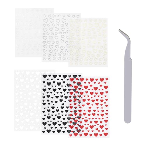 6 Piezas De Amor Pegatinas De Arte De Uñas Y 1 Pieza De Pinzas De Acero Inoxidable, Arte De Uñas De Bricolaje, Suministros De Decoración De Uñas.