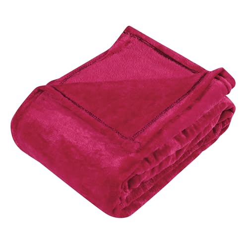 Image of Dream Living Premium Flannel Double Bed Winter Blanket | Winter bedsheet AC Blanket | Soft Lightweight Cozy Soft for Bed, Sofa, Couch, Travel & Camping| 220x230 cm - Wine-300 TC