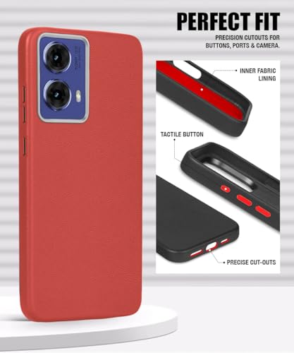 Image of WOW IMAGINE Back Cover for Motorola Moto G85 5G | Ultra Slim Flexible Non-Slip Grip | Inner Fabric | Metal Camera Ring & Lightweight Soft Silicone Mobile Case - Crimson Red