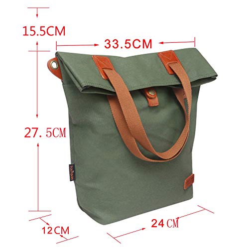 Tourbon Canvas Clip-On Quick-Release Bike Panniers Women's Shoulder Tote Bag - Green #TOP2