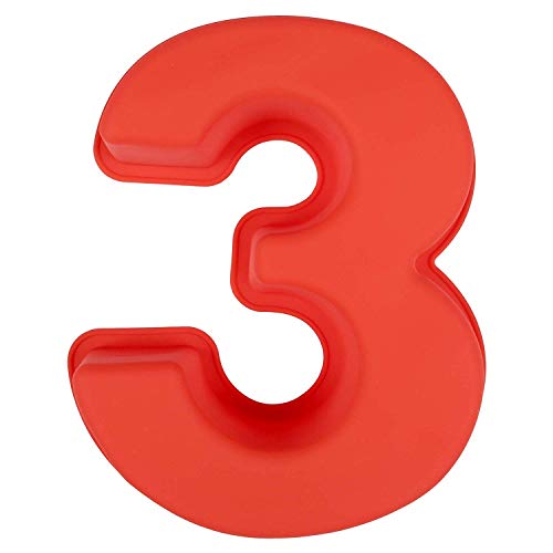 Large Number 3 Cake Baking Pan, Silicone 3D Cake Mold for Birthday and Wedding Anniversary, Perfect Gift for Baking Lovers, 10.2 x 8.3 x 2.4 Inch (3)