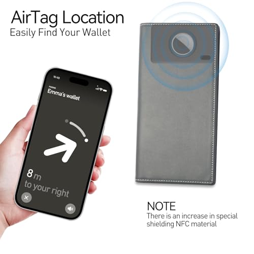 Travel Document Organizer Capacious RFID Passport Holder Wallet Genuine Leather Travel Wallet with Smart Tracker Slot(Gray)2