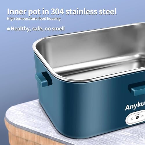 Anykuu Electric Lunch Box 100W 1.8L Large Capacity Heated Lunch Box 12V/24V/220V 3-in-1 Portable Food Heater with Insulated Lunch Bag Spoon and Fork Suitable for Car Truck Office Home - Image 5