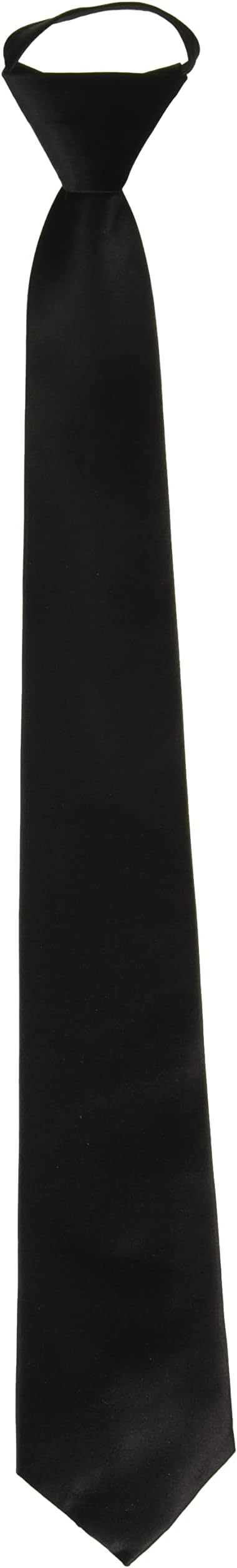 Vesuvio Napoli PreTied Men's Necktie Solid BLACK Color Mens Zipper Neck Tie