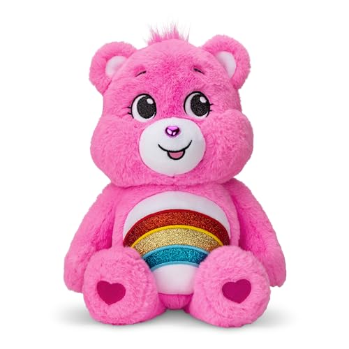 Basic Fun Care Bears | Cheer Bear 35cm Glitter Belly Plush | Collectable Cute Plush Toy, Cuddly Toys for Children, Soft Toys for Girls Boys, Cute Teddies Suitable for Girls and Boys Ages 4 22131