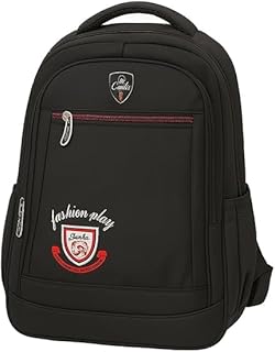 شنطه مدرسيه (حقيبة ظهر سوداء متعددة الجيوب بتصميم رياضي أنيق)