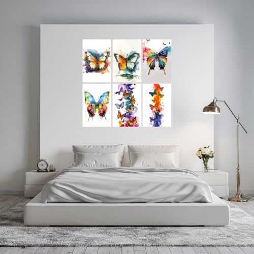 Image of SiddArtify Vibrant Watercolor Butterfly Art Print Set - 300GSM Board - 12x18 Inch - Pack of 6 Wall Room Decoration art Poster Prints