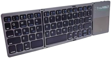 TrekVOLT Foldable Bluetooth Keyboard with Touchpad - Portable Wireless Keyboard, Rechargeable Full Size Ultra Slim Pocket Folding Keyboards for MacOS Android Windows iOS Tablet & Laptop (Dark Gray) - 1