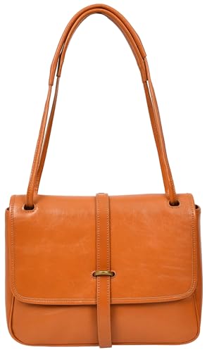 Simone - Bolso de hombro de piel auténtica para mujer, tamaño mediano, Tan, Medium Simone - Bolso de hombro de piel auténtica para mujer, tamaño mediano, Tan, Medium