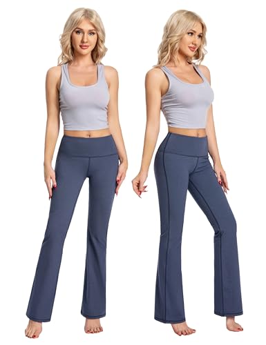 Image of BUBBLELIME 29 inch /31 inch /33 inch /35 inch /37 inch 3 Styles Women's High Waist Bootcut Yoga Pants Basic /Side Pockets Tummy Control Workout Flared