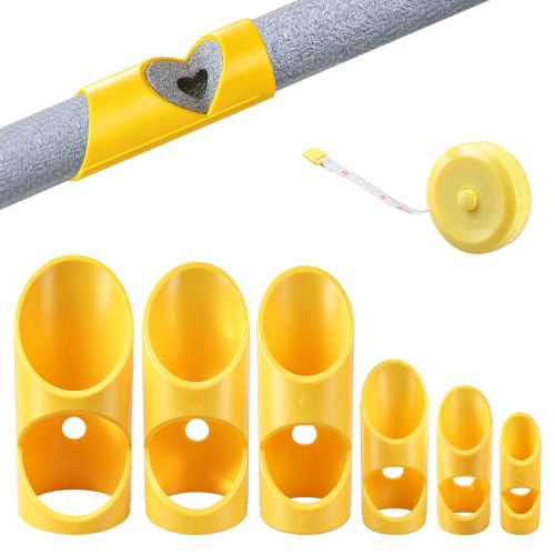 6PCS Pipe Insulation Cutting Guide, 15MM-53MM Molded Foam Pipe Cutter Tool | Insulation Cutting Fixture for Home/Industrial/Commercial Plumbing, Bonus 59″ Yellow Tape Measure, Precise Cut & Easy Use