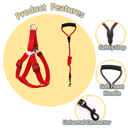Image of Mini Pig Harness, Adjustable Small Pig Harness with Leash Infinity Style Lead and Soft Foam Handle for Small to Medium Pet Pigs Walking Training Jogging (Red, S)