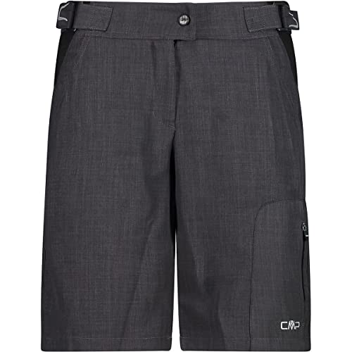 CMP - Bermuda ciclista de mujer con forro de malla, Negro, XXS