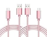 Micro USB Cable, Linwood Nylon Braided Android Charger Cord USB 2.0 Sync Charging Cables Pink Compatible with Samsung Galaxy S7 S6, Note 5/4/3, LG, Nexus, HTC, Xb Bluetooth Headset(10FT 2PACK)